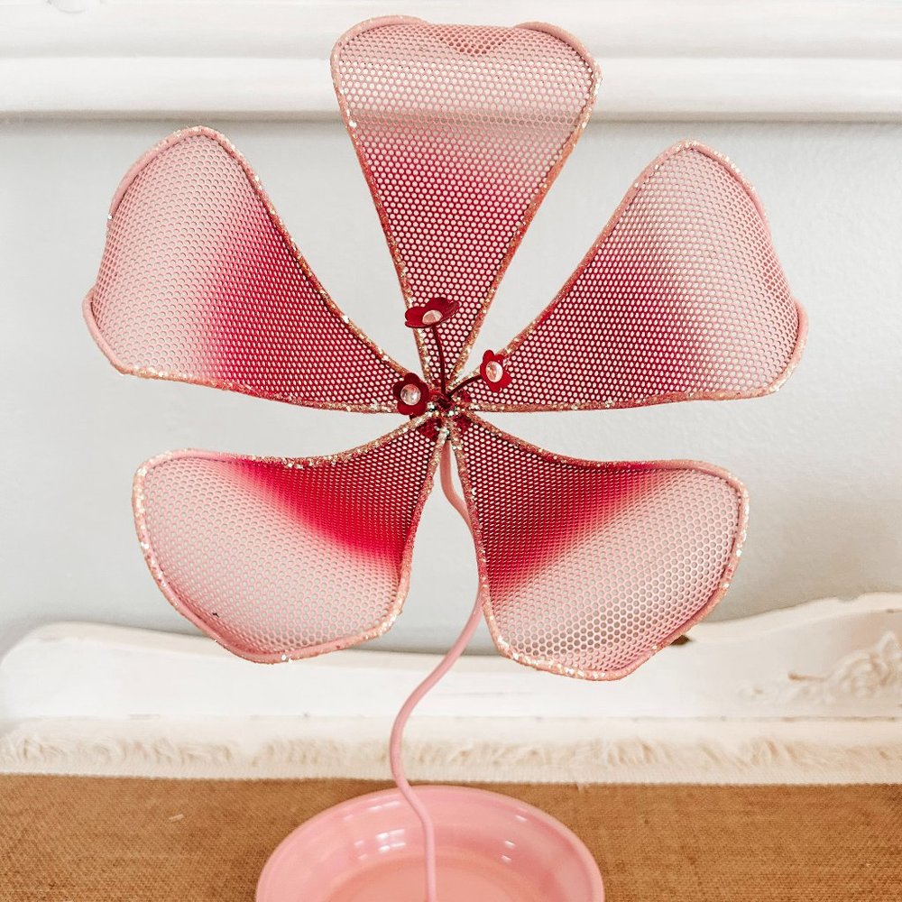 Y2K Millennium Earring Holder Jewelry Holder Pink Glitter Flower Jewelry Holder